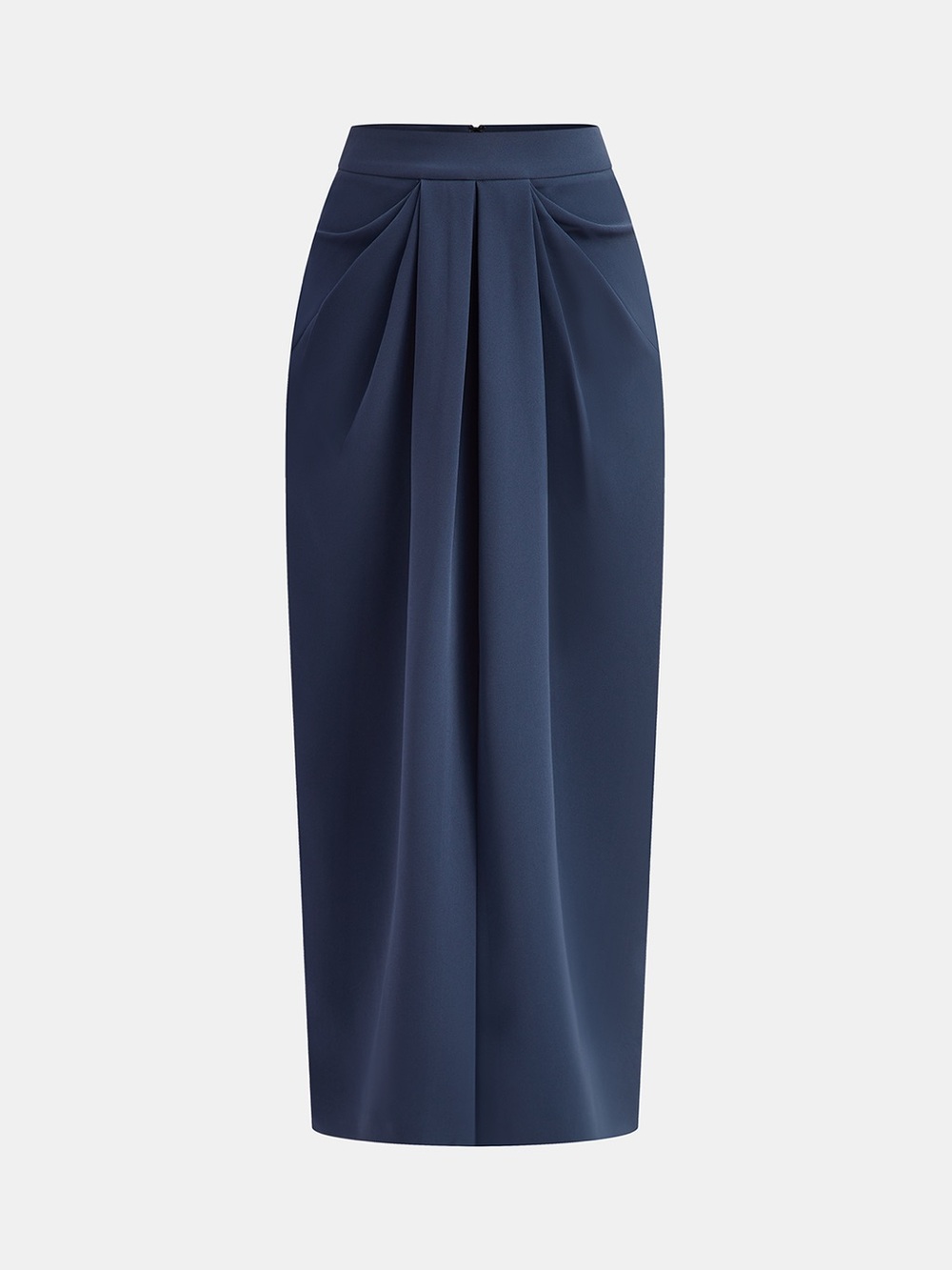 Commense Pleated Detail Mid-Waist Maxi Skirt Navy NWT Med (With flaws) see photo